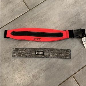 Pink- workout headband and mini belt bag NWT